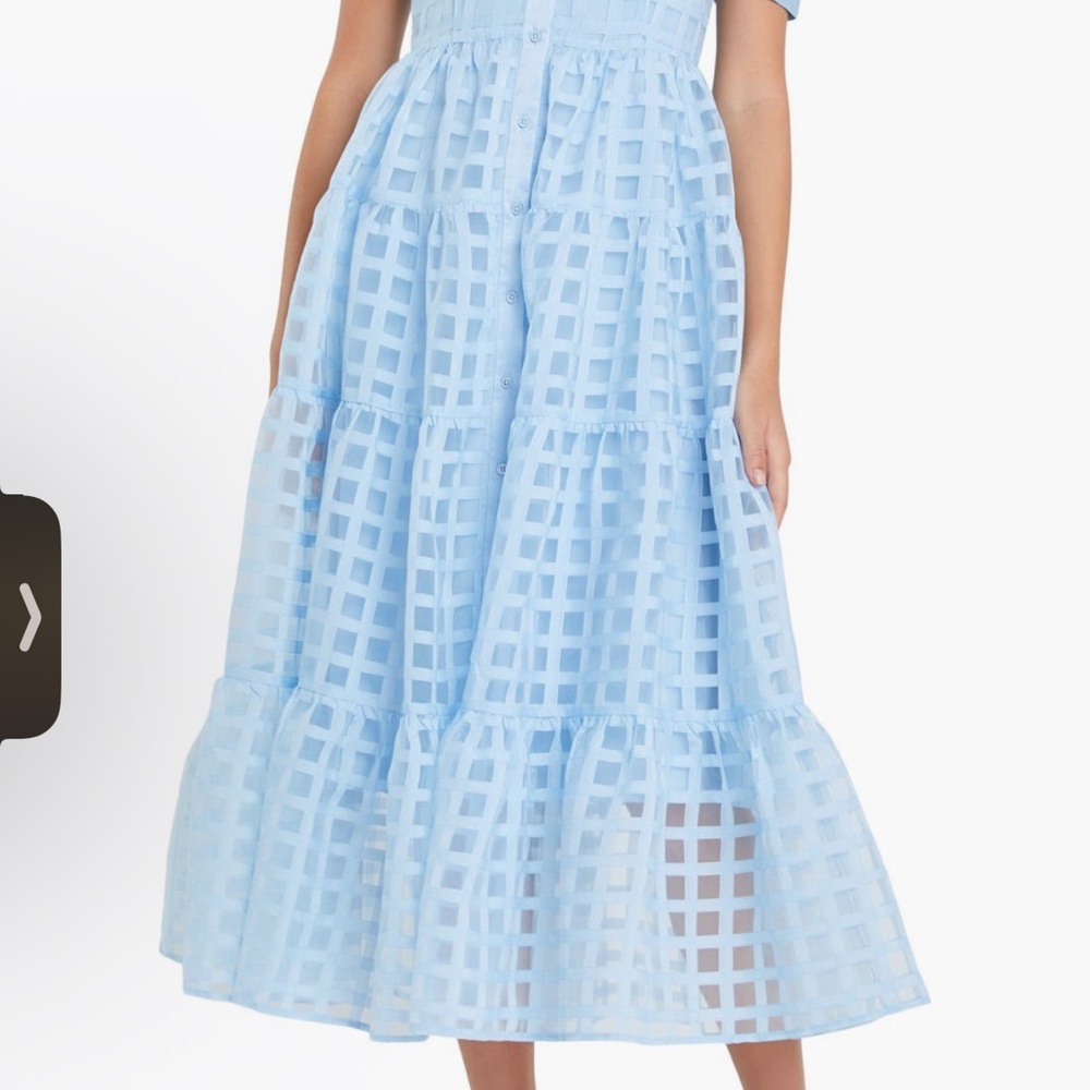 English Factory Light Blue Checkered Midi Dress